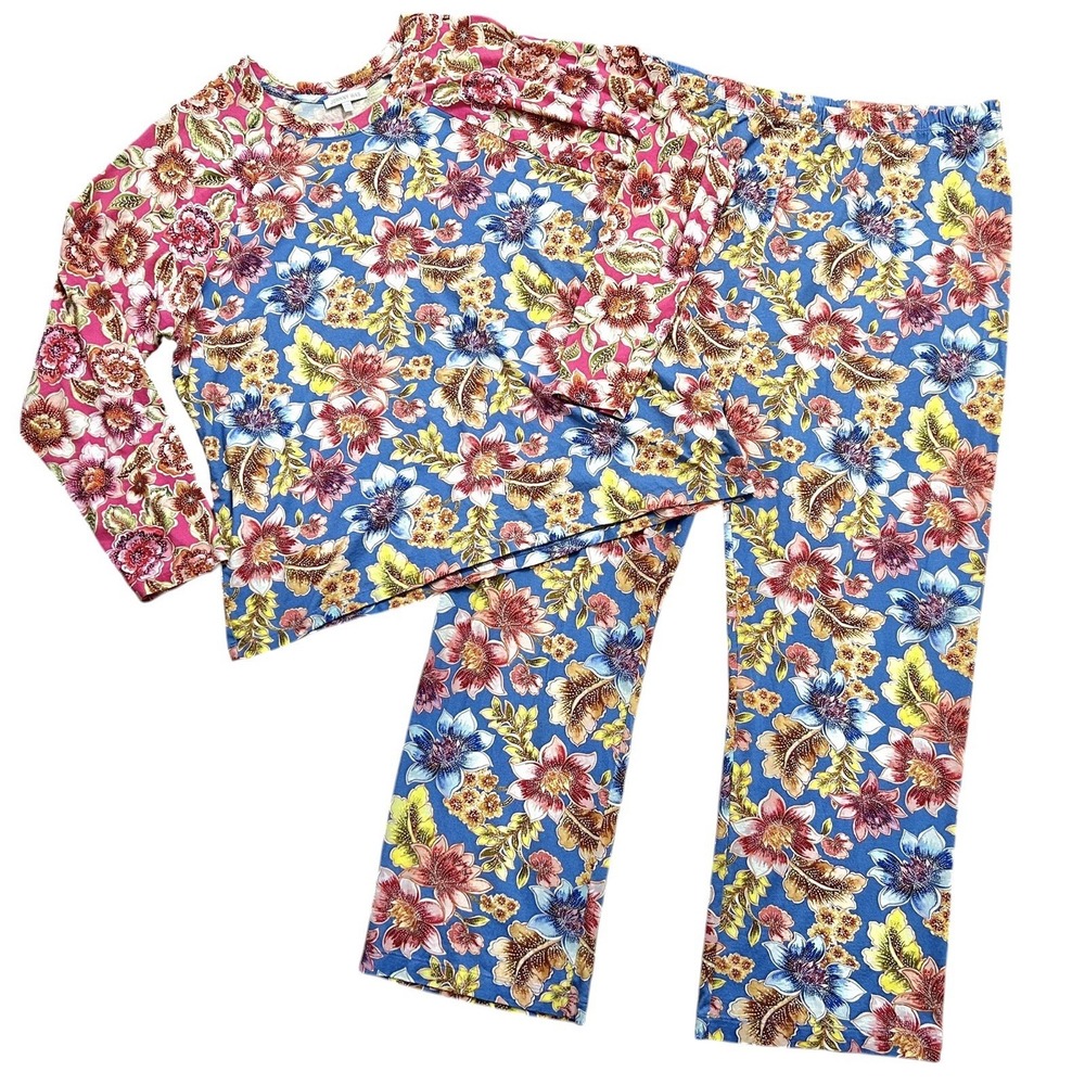 Johnny Was Raglan Pajama Set Leilah 2XL Floral Lounge Lightweight Cozy